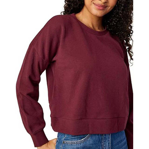 Nouvel Arrivage Crop Top Hiver Polaire Respirant Grande Taille Femme Streetwear Sweatshirts Col Rond Service OEM 380g 100% Coton - Product Image 2