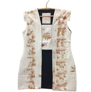 ECOPRINT, vestido de mezclilla largo hasta el suelo de verano para mujer con decoración de botones, Top corto acolchado exterior de estilo dulce, moda ecológica Natural - Product Image 1