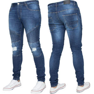 Jeans décontractés pour hommes, style streetwear, coupe ample, jambe droite, jeans délavés, jeans amples en denim bleu pour hommes - Product Image 5