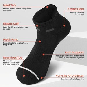 Unisex Athletic Pairs Mens Ankle <b>Socks</b> Black Athletic Running Cushioned Men's Breathable <b>Low</b> <b>Cut</b> <b>Socks</b> - Product Image 2