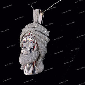 จี้พระเยซูแบบ Iced Out ประดับมงกุฎเพชรโมอิสซาไนต์ สไตล์ฮิปฮอป เครื่องประดับศาสนา ทำจากเงิน สำหรับผู้ชายและผู้หญิง - Product Image 2