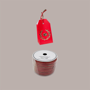 2 piezas de cordón de piel sintética rojo y dorado de 3 mm x 50 m para envolver regalos y decoraciones - Product Image 1