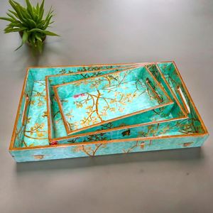 Handcrafted 3-Piece Set Modern Multi-<b>Colour</b> Epoxy Resin Serving Trays Square & <b>Shapes</b> Large Size Gifting Use Decorative Design - Product Image 3