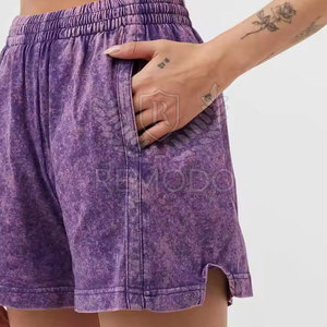 Short femme taille haute délavé à l'acide Short femme coupe décontractée Look quotidien 2025 - Product Image 4