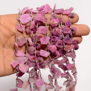 Perles de saphir, perles de tranche de forme de poire de saphir rose, perles de tranche de pierre précieuse de saphir rose, perles de saphir pour la fabrication de bijoux - Product Image 2