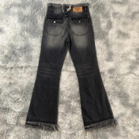 SALVA IMPEX Pantalon évasé pour femme, coupe ajustée, 100% Coton, délavé à l'acide, orné de strass et de patchs, respirant, écologique