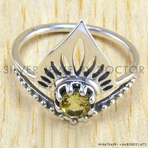 แหวนพลอยซิทรีนแฮนด์เมดสวยใน925เงินสเตอร์ลิงทำด้วยมือโดยมีการออกแบบหินแบบดั้งเดิมเครื่องประดับชั้นดีขายส่งจำนวนมาก - Product Image 2