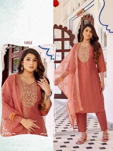 Kurti de seda romana pesada con pantalón y dupatta conjunto para la venta en línea - Product Image 6