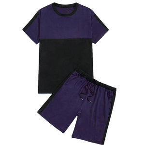 Dernière conception de t-shirt pour hommes, ensemble court, vêtements de sport pour hommes, survêtement d'été, logo personnalisé, unisexe, poids lourd, deux pièces - Product Image 2