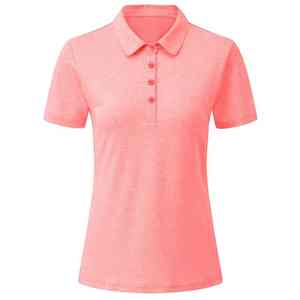 Polo pour femme, coupe ajustée, uni, tissu extensible, manches courtes, haut de golf et décontracté - Product Image 1