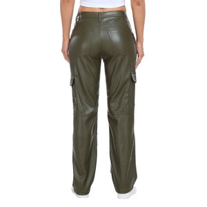 Pantalones Cargo con múltiples bolsillos que combinan con todo para mujer Nueva llegada Cuero de PU Ajuste holgado para la moda de invierno - Product Image 5