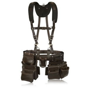 Original <b>Leather</b> Carpenter Soft Padding Straps <b>Tool</b> Belt With Customized Suspender Professional Framers Pouch Organizer TT-0001 - Product Image 1
