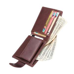 Bajo costo precios más bajos Fabricante al por mayor de lujo Top Real Leather Vintage Designer Slim Laser RFID Cartera de cuero para hombres - Product Image 2