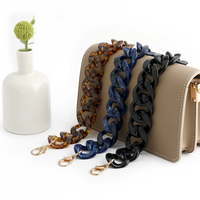Nouvelle Grande Sangle Cadre de Sac à Main Épaisse en Résine Acrylique aux Couleurs Contrastées, Chaînes de Corps Croisé et Anses à Maillons Épais Mates pour Sacs
