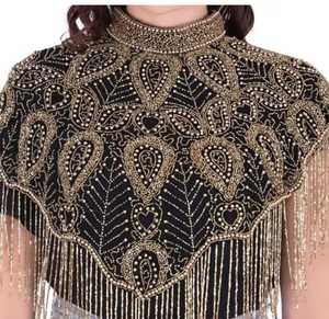 Vestido de fiesta de noche con flecos bordado a mano multiusable, diseño perfecto para ropa de Club, lujosa capa brillante pesada con cuentas a mano - Product Image 6