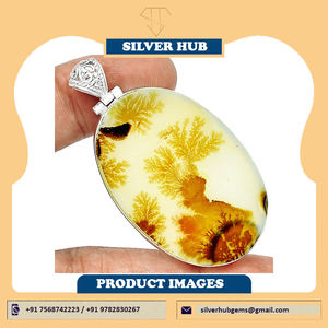 ฮับเงินล่าสุด925เงินสเตอร์ลิงรัสเซีย Dendrite Agate จี้ทำด้วยมือสำหรับขาย - Product Image 4