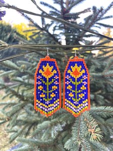 Boho <b>bead</b> earrings with <b>turquoise</b> design andy cascading fringe, unique jewelry gift - Product Image 6