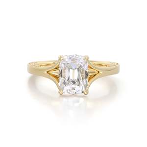 Bague en tourmaline verte Ellie, plaquée rhodium, zircon, bijoux de mariage et de fiançailles - Product Image 1