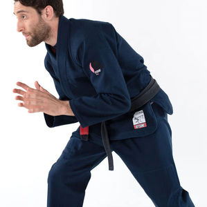 Vente en gros personnalisé BJJ Gi 100% coton perlé armure Jiu Jitsu Kimono avec pantalon bleu marine Gis Ripstop, fournisseur uniforme d'arts martiaux OEM - Product Image 4