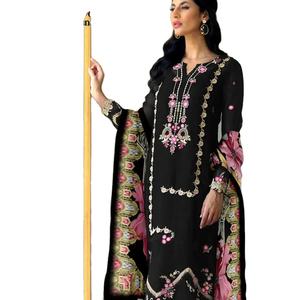 Dernier Designer Faux Georgette Fil Broderie Travail Salwar Costume par Fab Zone Indian & Pakistani Vêtements - Product Image 1