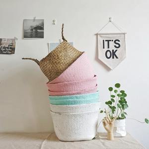 Cestas de vientre de algas marinas más vendidas, cesta de paja de rafia plegable, organización de almacenamiento en el hogar - Product Image 4
