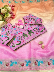 ส่าหรีเจ้าสาวสำหรับงานหนักคอลเลกชันใหม่พร้อมการตกแต่งที่หลากหลายสำหรับกิจกรรมพิเศษและงานปาร์ตี้ - Product Image 5