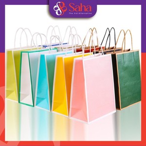 Sacs cadeaux en papier kraft de luxe personnalisés OEM Sacs à provisions de couleur personnalisés à la mode Impression offset Emballage artisanal imprimé - Product Image 5