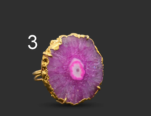 Natural Crystal Agates Window Druzy Rings Gold Plating Crystal Geode Ring Adjustable Natural Stone Rings by ALIF CRYSTAL - Product Image 3