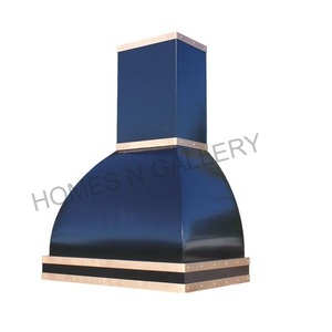 Meilleures ventes : Hotte de cuisine en cuivre et laiton, rivets décoratifs, finition brossée bleu marine foncé, haute qualité - Product Image 3