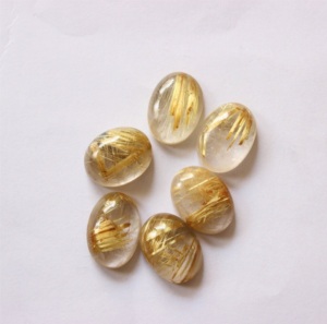 ควอตซ์รูไทล์สีทองธรรมชาติคุณภาพสูง ทรงรี ขนาดปรับแต่งได้ หินหลวม รับรองโดยผู้ตรวจสอบอิสระ สำหรับทำเครื่องประดับ DIY - Product Image 2