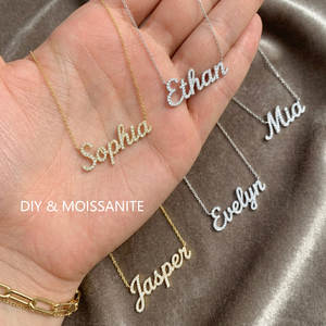 Free Design Shorea Diy Charm &amp; Pendant Accessory Jewelry 925 Sterling <strong>Silver</strong> 26 Initial Letter Custom <strong>Name</strong> Moissanite <strong>Necklace</strong> - Product Image 1