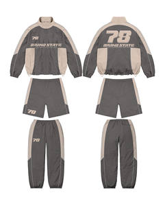 Ensemble survêtement streetwear respirant en polyester/coton avec logo personnalisé 2026, veste coupe-vent zippée, short de jogging, pantalon cargo - Product Image 2