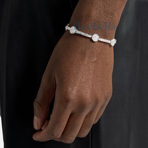 9mm 925 <b>Sterling</b> <b>Silver</b> with 14k White Gold Plating Tennis <b>Bracelet</b> Featuring Moissanite Daisy Fine Jewelry Men's Gift - Product Image 1