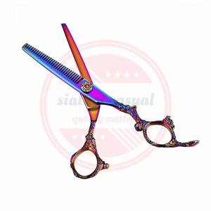 Ensemble de 2 ciseaux de coiffeur, ciseaux à cheveux droits et ciseaux à effiler en acier inoxydable avec étui en cuir - Product Image 3