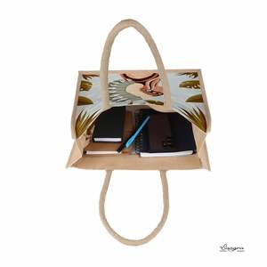 Luxury Design Reusable Jute Canvas <b>Bags</b> Rope Handles Everyday Use Handmade Prime Quality Square Shape Eco Friendly 100% - Product Image 2