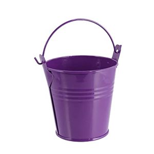 Small Purple Powder Coated Metal <b>Folding</b> <b>Bucket</b> with Wooden Handle Eco-Friendly Storage - Product Image 6