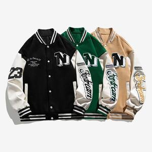 Blouson de baseball pour hommes universitaire Hip Hop Harajuku blousons en cuir avec lettres en os Patchwork streetwear pour femmes manteaux unisexe pour collège - Product Image 2