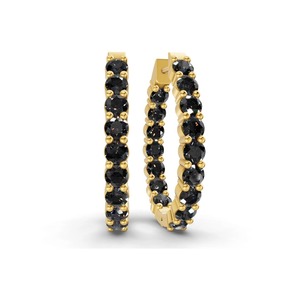 Pendientes de Aro con Diamantes Cultivados en Laboratorio, Color Negro Medianoche, 1 Ct Tw, Claridad VS, Oro Sólido de 14K, Estilo Atrevido y Elegante - Product Image 2