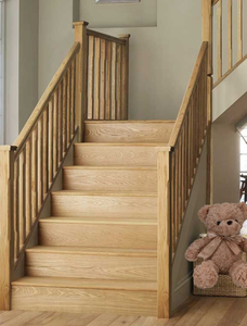 Premium Solid Red Oak Outdoor Tread 48" Customizable Wooden Staircase <b>Kits</b> Eco-Friendly Durable Easy Install Mitered Return - Product Image 3
