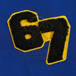 Veste d'hiver universitaire pour hommes sur mesure nouveau style d'ours rayé brodé patch véritable matériau toile col montant Logo avant - Product Image 3