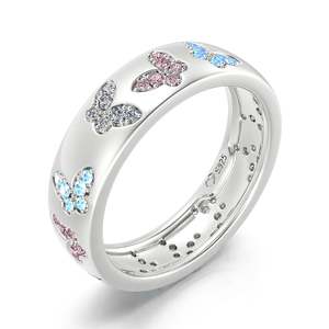 Bague de mariage pour femme en argent sterling incrustée de papillons colorés Jeulia - Product Image 2