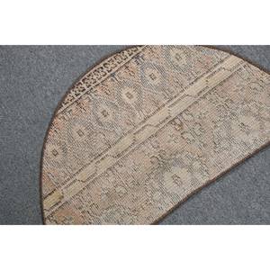 พรมขนสัตว์ตุรกีวินเทจ2.5ft x 1.5ft สีเบจคลาสสิกพื้นที่ขนาดใหญ่ที่มีรูปแบบนามธรรมสำหรับห้องโถงหรือห้องน้ำยางได้รับการสนับสนุน" - Product Image 5