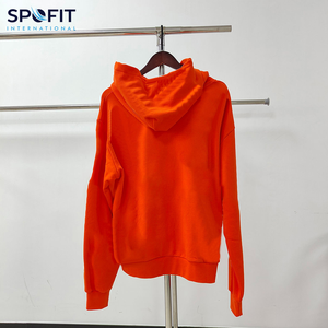 Sudaderas con capucha de invierno de algodón 100% de gran tamaño teñido liso logotipo personalizado impresión personalizada estilo Hip Hop Streetwear hombro caído - Product Image 2