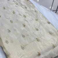 Tela de Seda Pura Teñible con Diseño Metálico Zari Butti Tejido para Sarees, Lehengas y Dupattas Premium - Material sin Coser