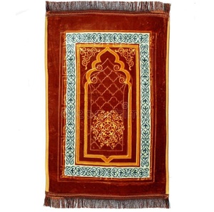 Alfombras personalizadas de Color púrpura para el hogar, alfombras islámicas para rezar, alfombrillas para Namaz Jaenamaz para oraciones, alfombrillas de Ramadán, venta al por mayor, OEM - Product Image 2