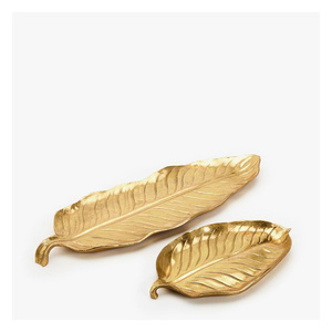 Bandeja de aluminio de hoja de diseñador moderno dorado Plato de metal ligero y resistente a los arañazos de alta calidad para servir comida elegante - Product Image 1