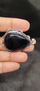 Pendentif en laiton avec cabochon en onyx noir naturel - Product Image 3