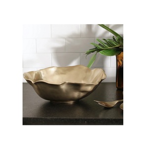 Bol de service de fruits sur pied en métal décoratif de luxe pour la décoration de la maison bol de service de salade de fruits rond en métal coulé en aluminium - Product Image 1