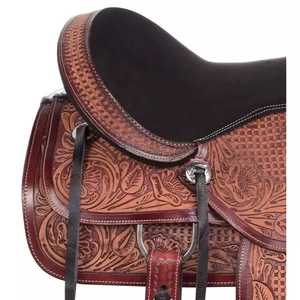 Selle de cheval occidentale en cuir de qualité supérieure et de qualité supérieure | Confort fabriqué à la main, arbre durable, idéal pour les sentiers d'entraînement, le baril et le rodéo - Product Image 3