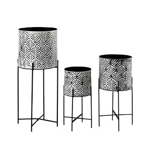 Pot de fleurs moderne de haute qualité, antirouille, avec support, revêtement en poudre noire, pour usage intérieur/extérieur, maison, bureau, hôtel, jardin - Product Image 5